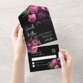 Elegant Modern Florals Moody Wedding All In One Einladung (Abreißen)