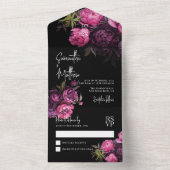 Elegant Modern Florals Moody Wedding All In One Einladung (Innen Boden)
