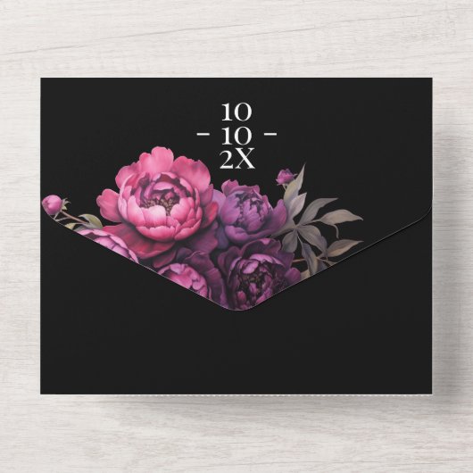 Elegant Modern Florals Moody Wedding All In One Einladung (Rückseite)