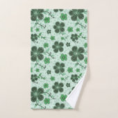 Elegant, Modern Flower Pattern on Green Badhandtuch Set (Handtuch)