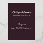 Elegant Modern Formal Plum Noir Wedding Gold Folieneinladung (Rückseite)