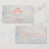 Elegant Modern Funny Flamingos Opal Holographic Visitenkarte (Vorne/Hinten)