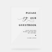 Elegant modern, Gästebuch Hochzeit Mattiert Acrylschild (Vorderseite)