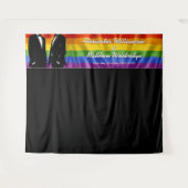 Elegant Modern Gay Men Rainbow Wedding Backdrop Wandteppich (Vorderseite (Horizontal))