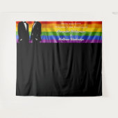 Elegant Modern Gay Men Rainbow Wedding Backdrop Wandteppich (Vorderseite (Horizontal))