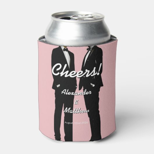 Elegant Modern Gay Men Wedding Rainbow Dosenkühler (Kanne Vorderseite)