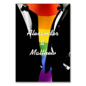 Elegant Modern Gay Men Wedding Rainbow Guest List Tischnummer (Rückseite)