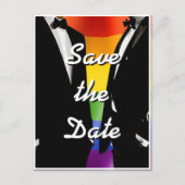 Elegant Modern Gay Men Wedding Rainbow Postkarte (Vorderseite)