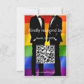 Elegant Modern Gay Men Wedding Rainbow QR Code RSVP Karte (Rückseite)