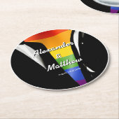 Elegant Modern Gay Men Wedding Rainbow Runder Pappuntersetzer (Angewinkelt)