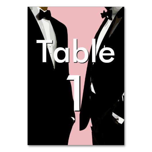 Elegant Modern Gay Men Wedding Rainbow Tischnummer (Vorderseite)