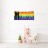 Elegant Modern Gay Men Wedding Rainbow Welcome Banner (Insitu)