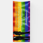 Elegant Modern Gay Men Wedding Rainbow Welcome Banner (Vertikal)