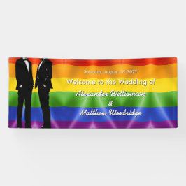 Elegant Modern Gay Men Wedding Rainbow Welcome Banner