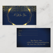 Elegant Modern Geometric Gold Lines, Confetti Blue Rabattkarte (Vorne/Hinten)