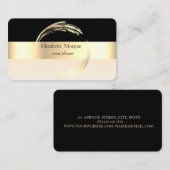 Elegant modern gestreift Stilvoll Schwarz, Gold Visitenkarte (Vorne/Hinten)