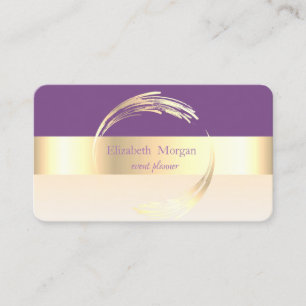 Elegant modern gestreift Stilvolles Violett, Gold Visitenkarte