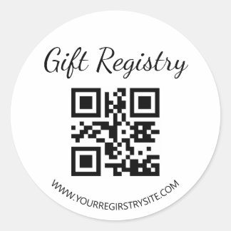 elegant modern gift registry qr code baby shower runder aufkleber