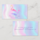 Elegant Modern Girly Funny, Flamingos, Holographic Visitenkarte (Vorne/Hinten)