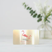 Elegant Modern Girly Funny, Flamingos Visitenkarte (Stehend Vorderseite)