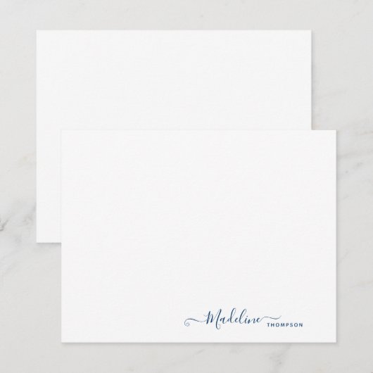 Elegant Modern Girly Script Navy Blue Mitteilungskarte (Vorne/Hinten)