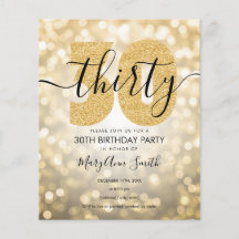 Elegant Modern Gold 30. Geburtstag Party laden ein