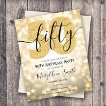 Elegant Modern Gold 50. Geburtstagsparty Einladung