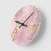 Elegant modern gold and rose gold marble & glitter runde wanduhr (Winkel)