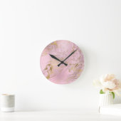 Elegant modern gold and rose gold marble & glitter runde wanduhr (Zuhause)