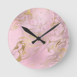 Elegant modern gold and rose gold marble & glitter runde wanduhr
