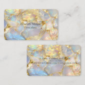 Elegant Modern Gold Circle Opal Stone Visitenkarte (Vorne/Hinten)