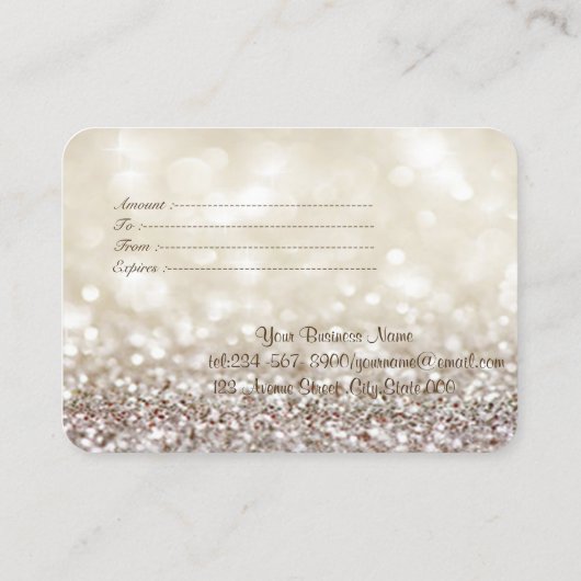 Elegant Modern Gold Confetti, Glitzer Bokeh Rabattkarte (Rückseite)