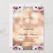 Elegant Modern Gold Confetti, Rose Sweet 16 Einladung (Vorderseite)