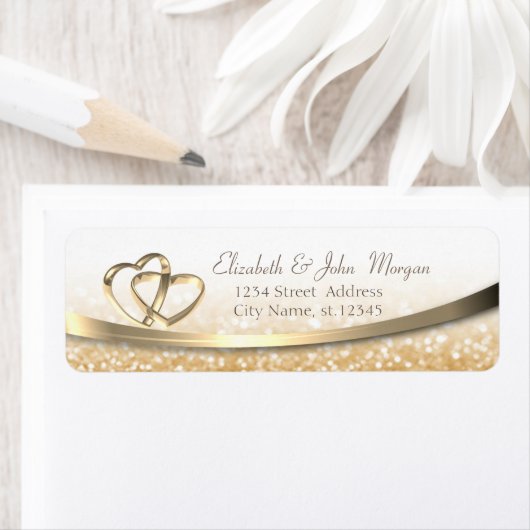 Elegant Modern Gold Glittery Bokeh,Hearts Rings (Insitu)