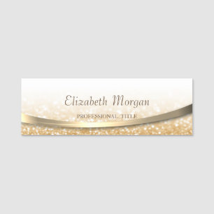Elegant Modern, Gold Glitzer Bokeh Namensschild