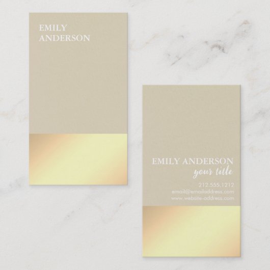 Elegant Modern Gold Glow Minimalistic Beige Visitenkarte (Vorne/Hinten)