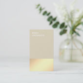 Elegant Modern Gold Glow Minimalistic Beige Visitenkarte (Stehend Vorderseite)