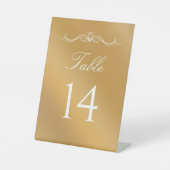 Elegant Modern Gold Gradient Wedding Table Number Sockelschild (Vorderseite)