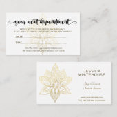 Elegant Modern Gold Lotus Flower Script Terminkarte (Vorne/Hinten)