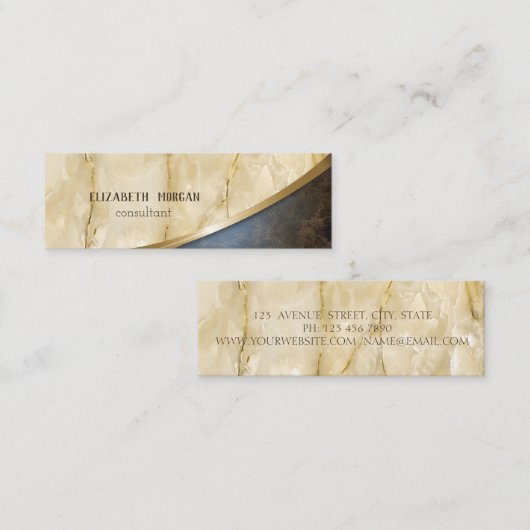 Elegant modern , Gold, Marmor, Lederlook Mini Visitenkarte (Vorne/Hinten)