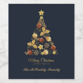 Elegant Modern Gold Merry Christmas Tree Design Weinetikett (Einzelnes Label)