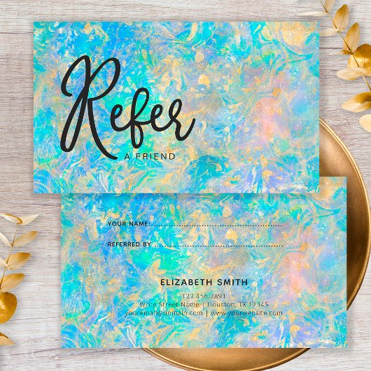 Elegant Modern Gold Opal Stone Referenz Visitenkarte