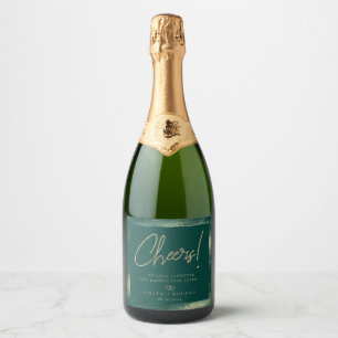 Elegant Modern Gold Personalisiert Green Schaumweinetikett