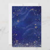 Elegant Modern Gold Stars Blue Sweet 16 Einladung (Rückseite)