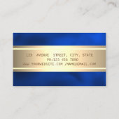 Elegant Modern Gold Stripe,Lotus Royal Blue Visitenkarte (Rückseite)