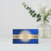 Elegant Modern Gold Stripe,Lotus Royal Blue Visitenkarte (Stehend Vorderseite)