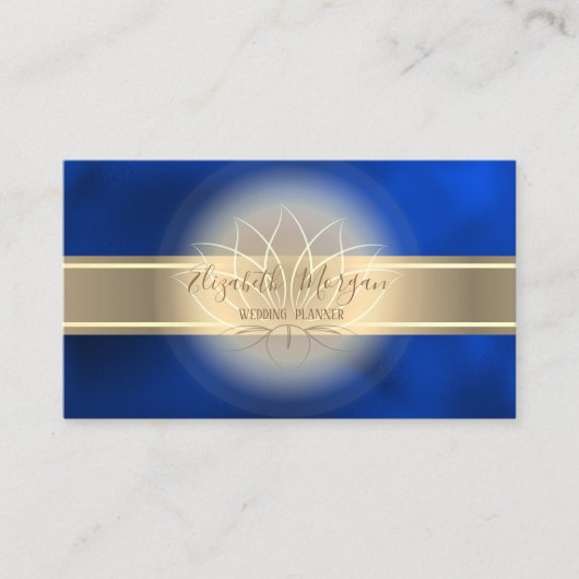 Elegant Modern Gold Stripe,Lotus Royal Blue Visitenkarte (Vorderseite)