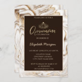 Elegant Modern Gold Tiara, brauner Marmor Einladung (Vorne/Hinten)