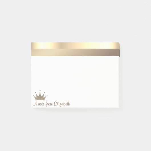 Elegant Modern Gold Tiara - Personalisiert Post-it Klebezettel (Vorderseite)