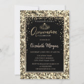 Elegant Modern Gold Tiara, Sequins Quinceanera Einladung (Vorderseite)